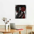 thumbnail image 3 of PRATYUS African American Canvas Wall Art Black Girl Fashion Print Abstract Black Art Picture Women Rose Wall Decor Painting Framed Modern Artwork for Bedroom Bathroom  Home Decor, 3 of 5