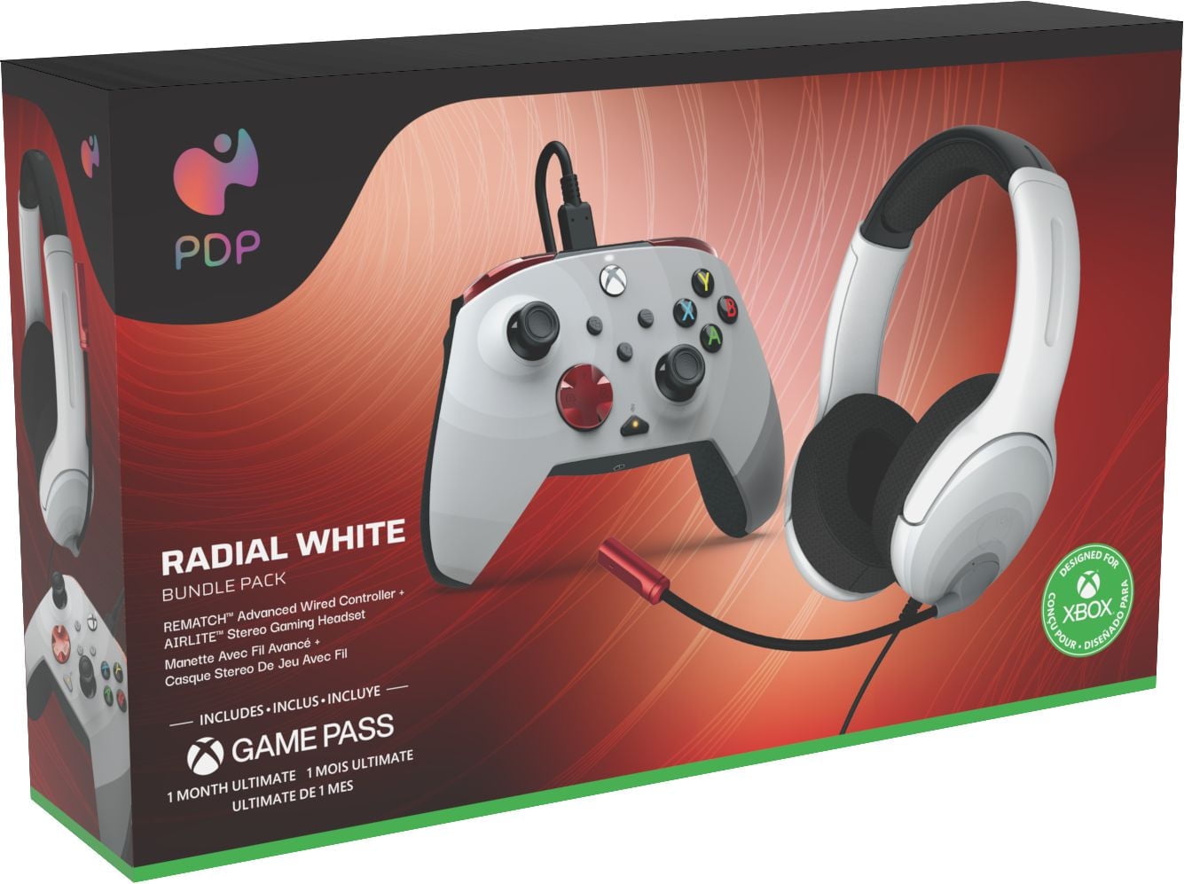Radial White Bundle Pack: REMATCH Advanced Wired Controller & AIRLITE Wired Headset For Xbox Series X|S, Xbox One, & Windows 10/11 PC, Radial White Bundle Pack