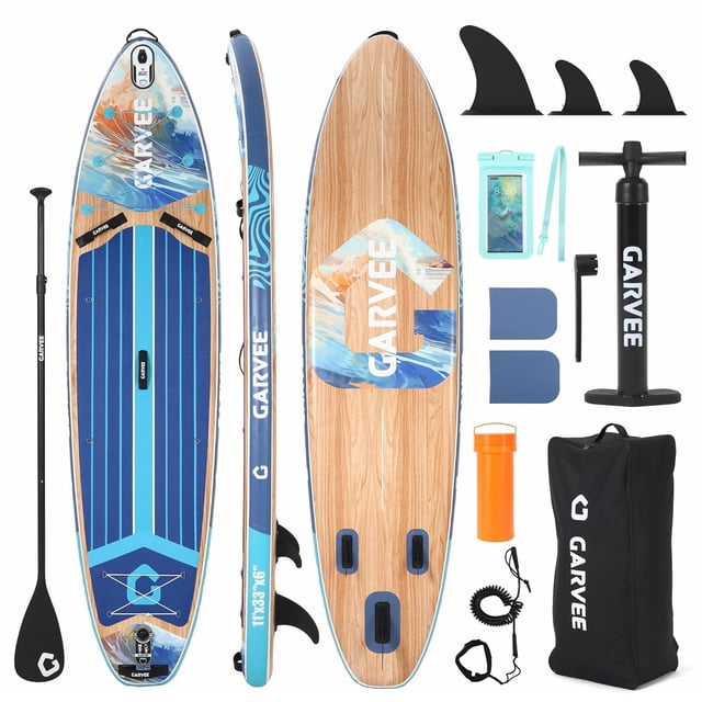 10.6 FT or 11 FT Inflatable Paddle Board - Wide Stable SUP with Non Slip Deck and Complete Accessories Package