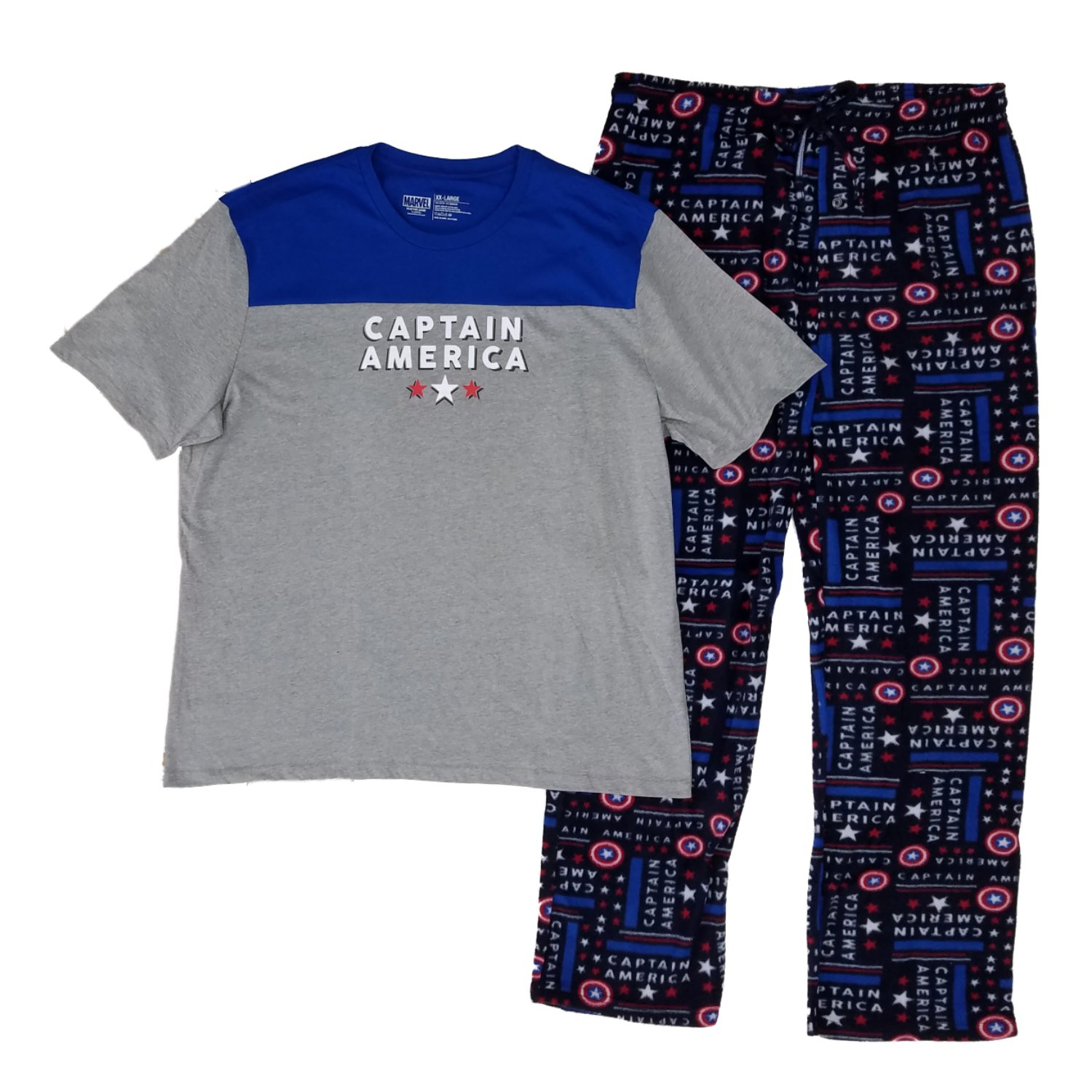 Marvel Captain America Pajama Pants Lounge PJ 2 Piece Set Mens Size Medium NWT