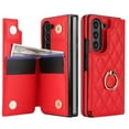thumbnail image 3 of ELEHOLD Luxury Wallet Case for Samsung Galaxy Z Fold 6, Faux Leather Non-Slip Grip Ring Holder Flip Kickstand Card Cash Slot Shockproof Protection Case for Samsung Galaxy Z Fold 6 ,Red, 3 of 7