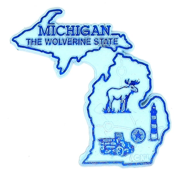 Michigan the Wolverine State Map Fridge Magnet - Walmart.com - Walmart.com