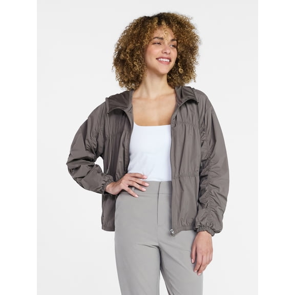 Avia Women's Ripstop Zip Jacket with Hood, Lightweight, Sizes XS-XXXL