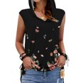 thumbnail image 6 of HTNBO Hooded Tops for Women Summer Casual Short Sleeve Solid/Floral T Shirts V Neck Tees Summer styles for less, 6 of 8
