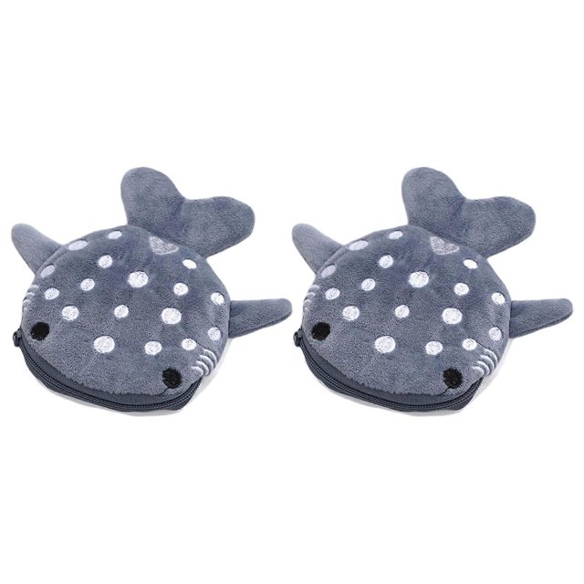 Pack of 2 Cute Whale Plush Coin Purse Cartoon Coin Pouch Zippered Mouth Headphones Wallet Small Items Bag Change Purse
