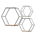 thumbnail image 1 of 3 estantes flotantes hexagonales de metal para exhibición de hierro, soporte multifunción, organizador de para decoración para hogar, cocina, Negro Macarena estantería de pared, 1 of 8