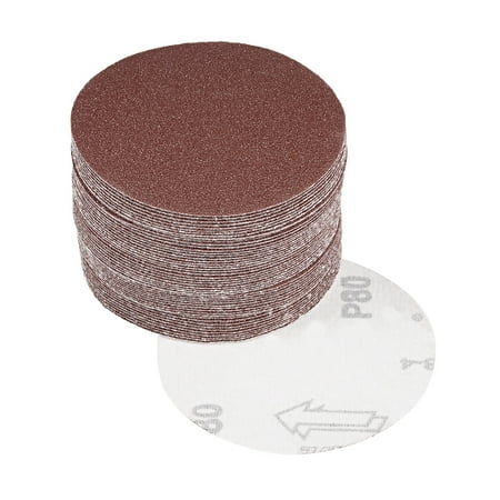 

50Pcs 4 Inch Hook and Loop Sanding Disc 80 Grits Flocking Sandpaper Brown