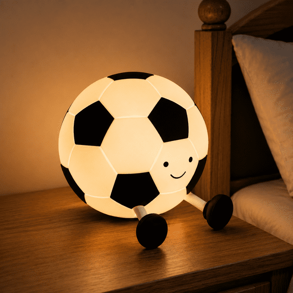 DAYBETTER Soccer Night Light for Kids, Dimmable Rechargeable Bedside Lamp, Silicone Night Lamp with Soft Touch, Gift for Boys Girls Soccer Lovers Adults