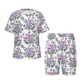 thumbnail image 1 of Balery Violets Flowers Conjunto de Pijama Infantil de Manga Corta con Estampado – Ropa de Dormir de Algodón Suave-Large, 1 of 6