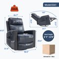thumbnail image 2 of Genuine Leather Manual Recliner Chair, Swivel Rocking Recliner Chair with Heating and Massage for the Elderly, Ergonomic Lounge Single Sofa Seat, Blue, 2 of 6