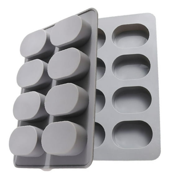 8 Cavities Oval Shape Silicone Soap Mold Soap Making Supplies Baking Mold for Chocolate Bread Cheesecake Cupcake Fondant
