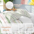 thumbnail image 2 of 3 Piece Green Pink Stripes Duvet Cover Set Full Size,Microfiber Comforter/Quilt Cover with Corner Ties and 2 Pillowcases,Gradient Geometric Smear Art Paint All Season Soft Bedding with Zipper Closure, 2 of 8