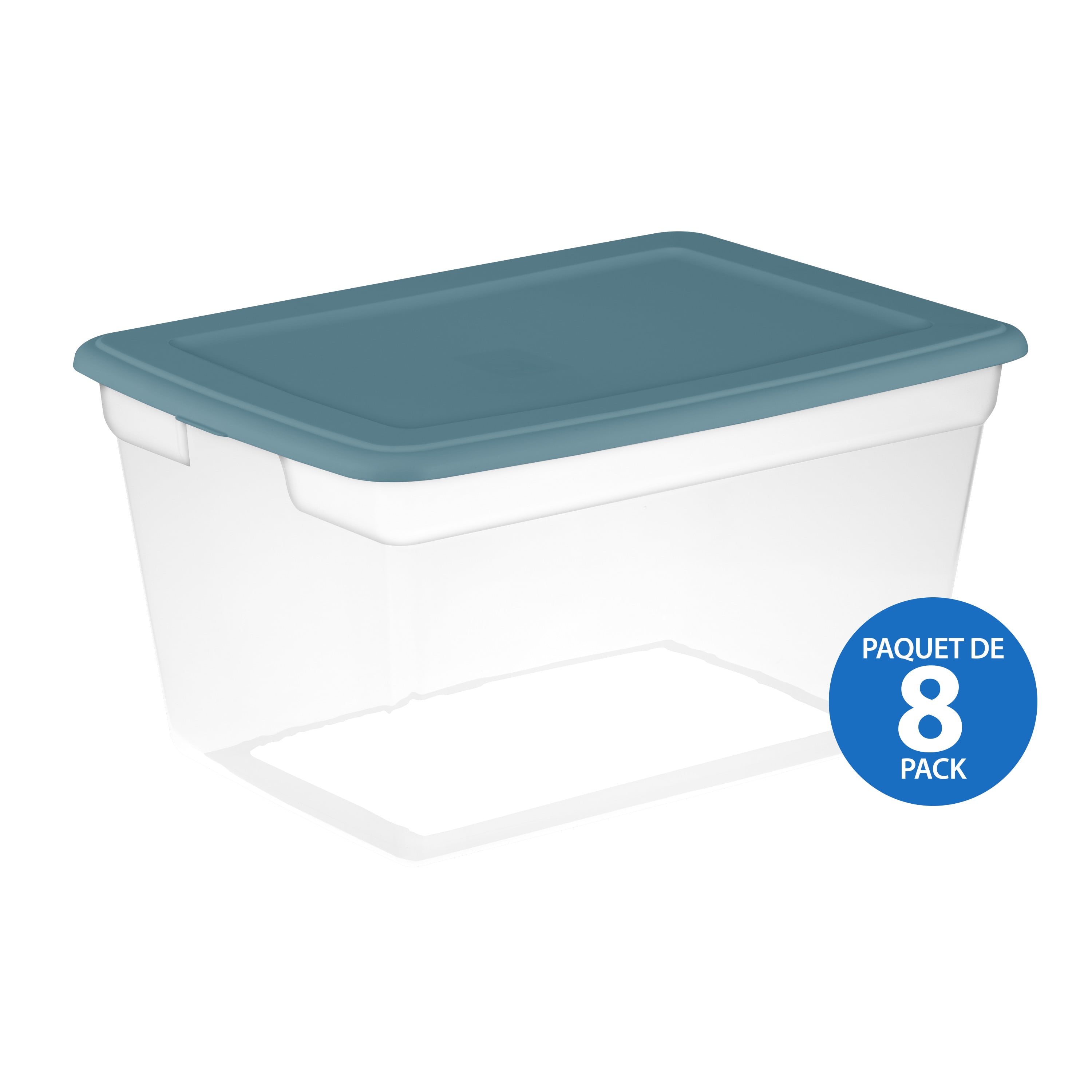 Sterilite Plastic 58 Qt. Storage Box Cool Water Set of 8