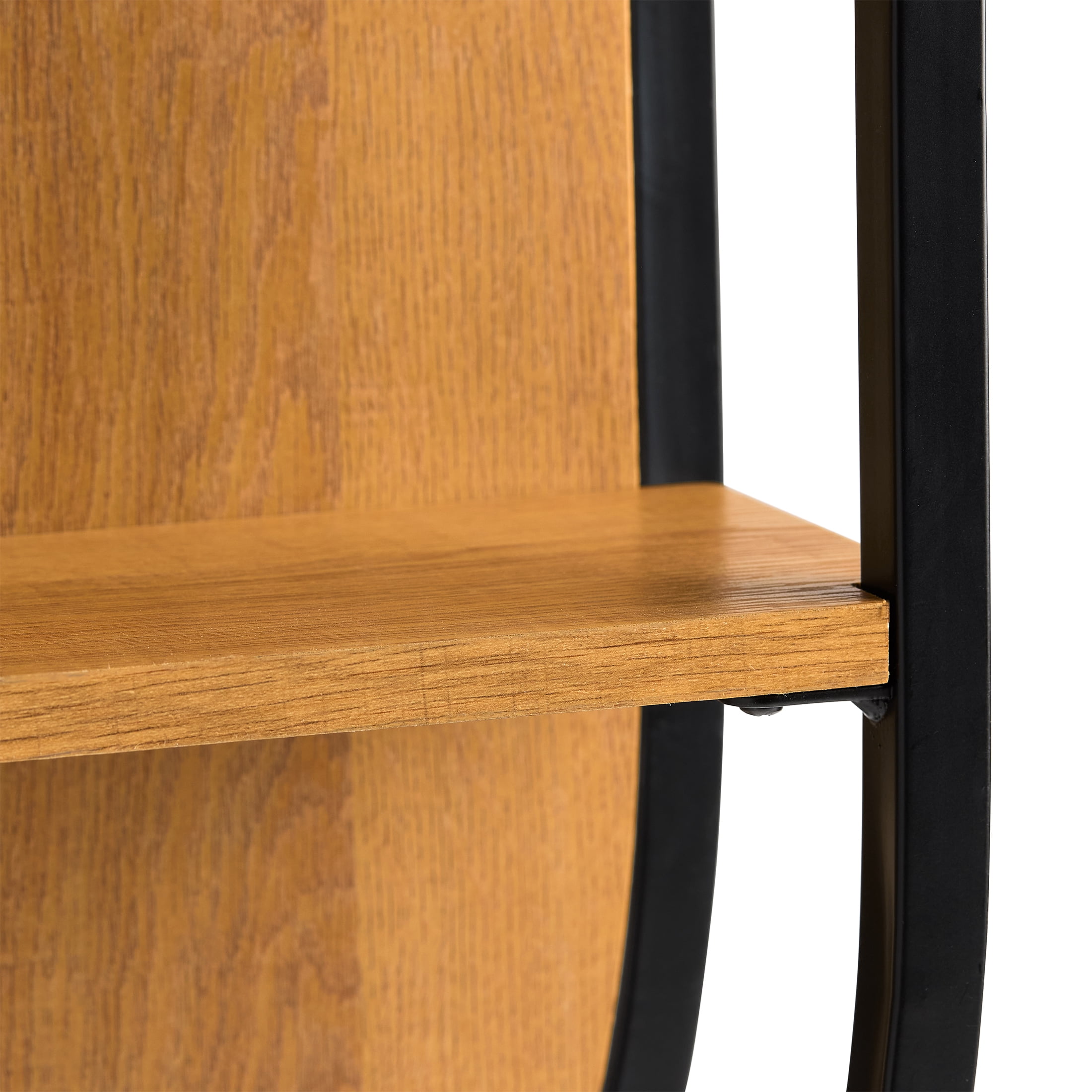 Better Homes & Gardens Open Frame Arch Shelf, Black Metal and Light Honey Finish