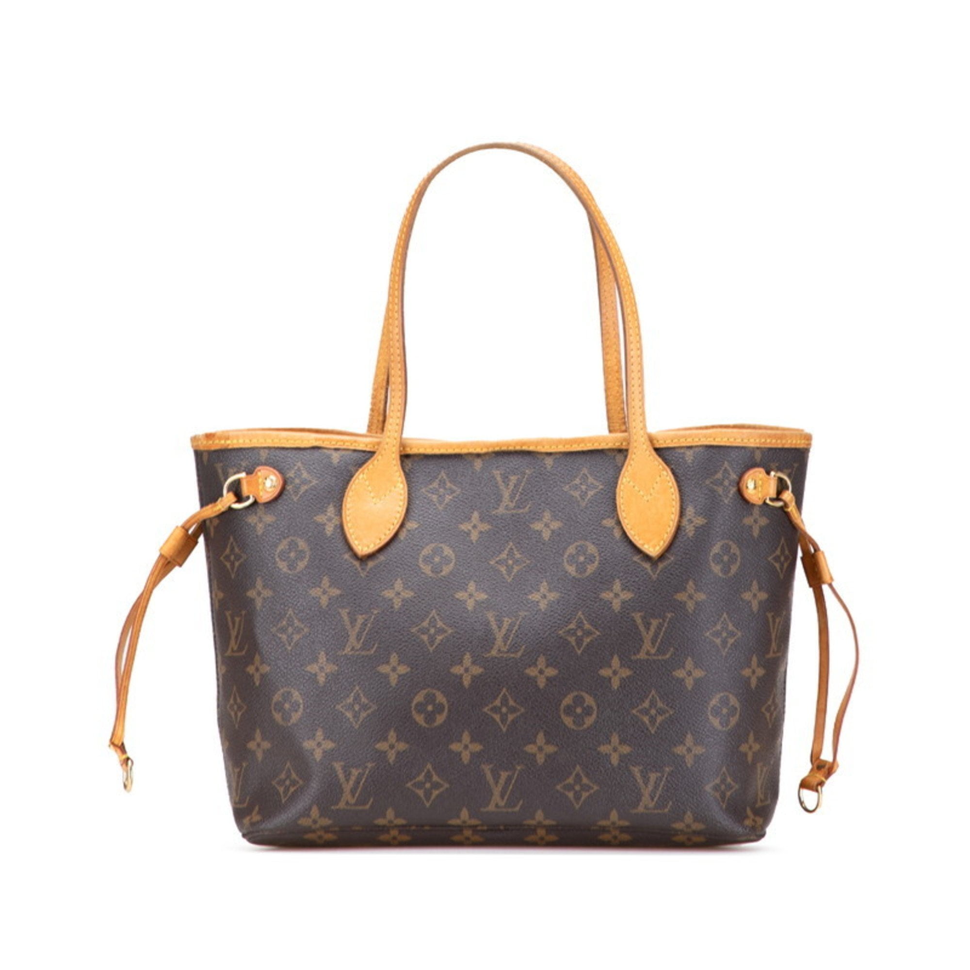Pre-Owned Louis Vuitton Monogram Neverfull PM Handbag Tote Bag M40155 Brown Leather... (Good)