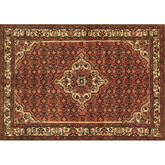 Ahgly Company Indoor Rectangle Medallion Brown Traditional Area Rugs, 2' x 5'