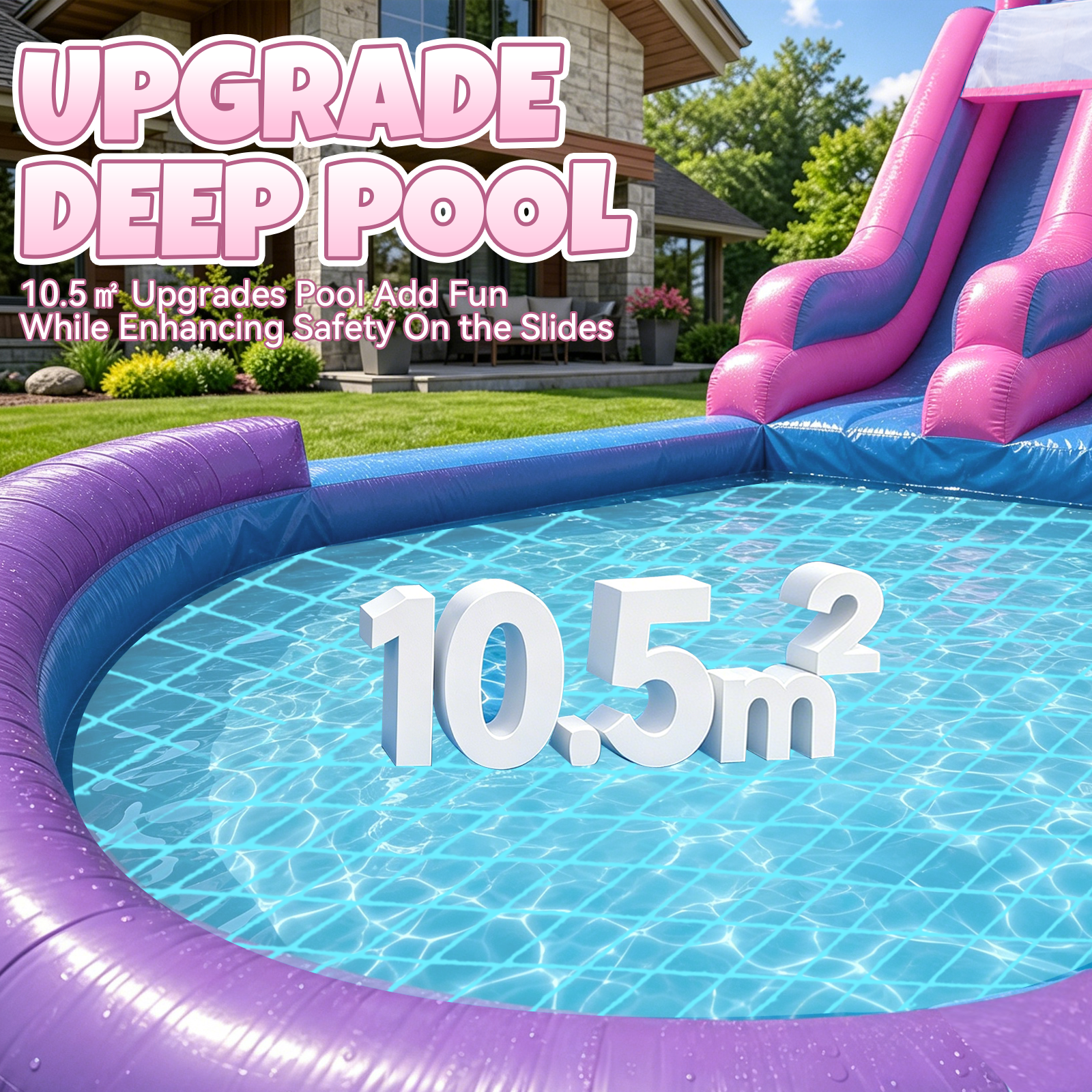 Vakiorn Inflatable Commercial Water Slide 26.2x17.4x9.8 ft 100% PVC with Pool and Air Blower Wet Dry Use Purple