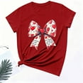 thumbnail image 6 of YueHuiYing Women's Valentine's Day Bow Graphic Fashion Casual Printed Round Neck Lovers Short Sleeved T-shirt Top, 6 of 6