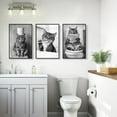 thumbnail image 3 of Hieng Funny Animal Bathroom Canvas Wall Hieng, Black White Bathroom Poster, Cute Having Bath and Brushing Teeth Otter Picture Print, Fun Otter Read Newspaper on Toilet Painting, 3 of 6
