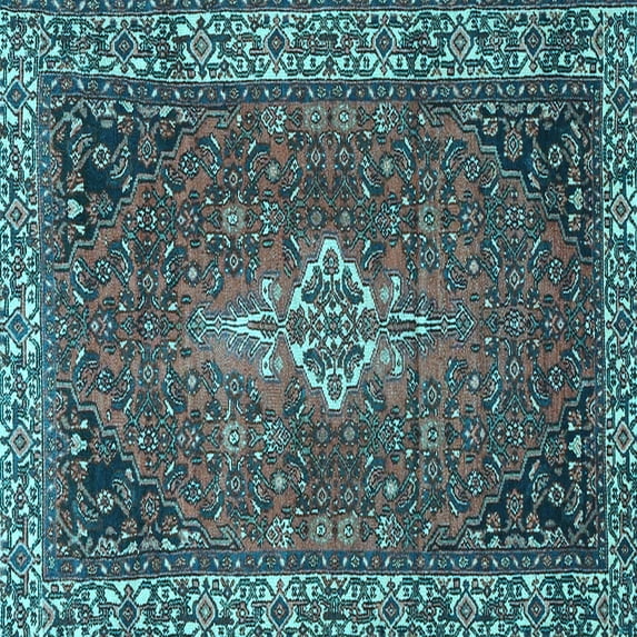 Ahgly Company Indoor Square Persian Light Blue Traditional Area Rugs, 5' Square