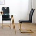 thumbnail image 2 of Set of 2 Modern Dining Chairs with Faux Leather Padded Seat and Golden Metal Legs, Upholstered Dining Living Room Chairs with Non-slip Pads for Kitchen, Living, Bedroom and Dining Room, Black, 2 of 9