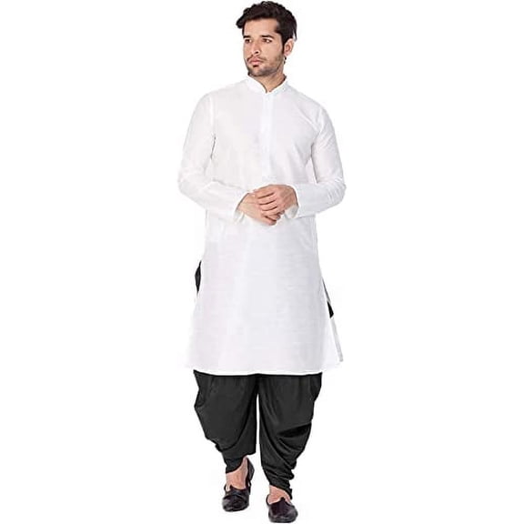 Royal Kurta Men's Silk Blend Straight Kurta Salwar Set (42, Multi-4)