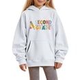 thumbnail image 2 of XXWXYD Girls Back -to -School Letter Print Hooded Sweatshirt, First Day Graphic Pullover Loose Casual Top Fall Spring Trendy Outfit, 2 of 4