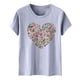 thumbnail image 3 of Primavera Top Mujeres de Moda de Cuello Redondo con Patrones de Corazón de Manga Corta Camiseta Top para Uso Diario Y de Fiesta, 3 of 5