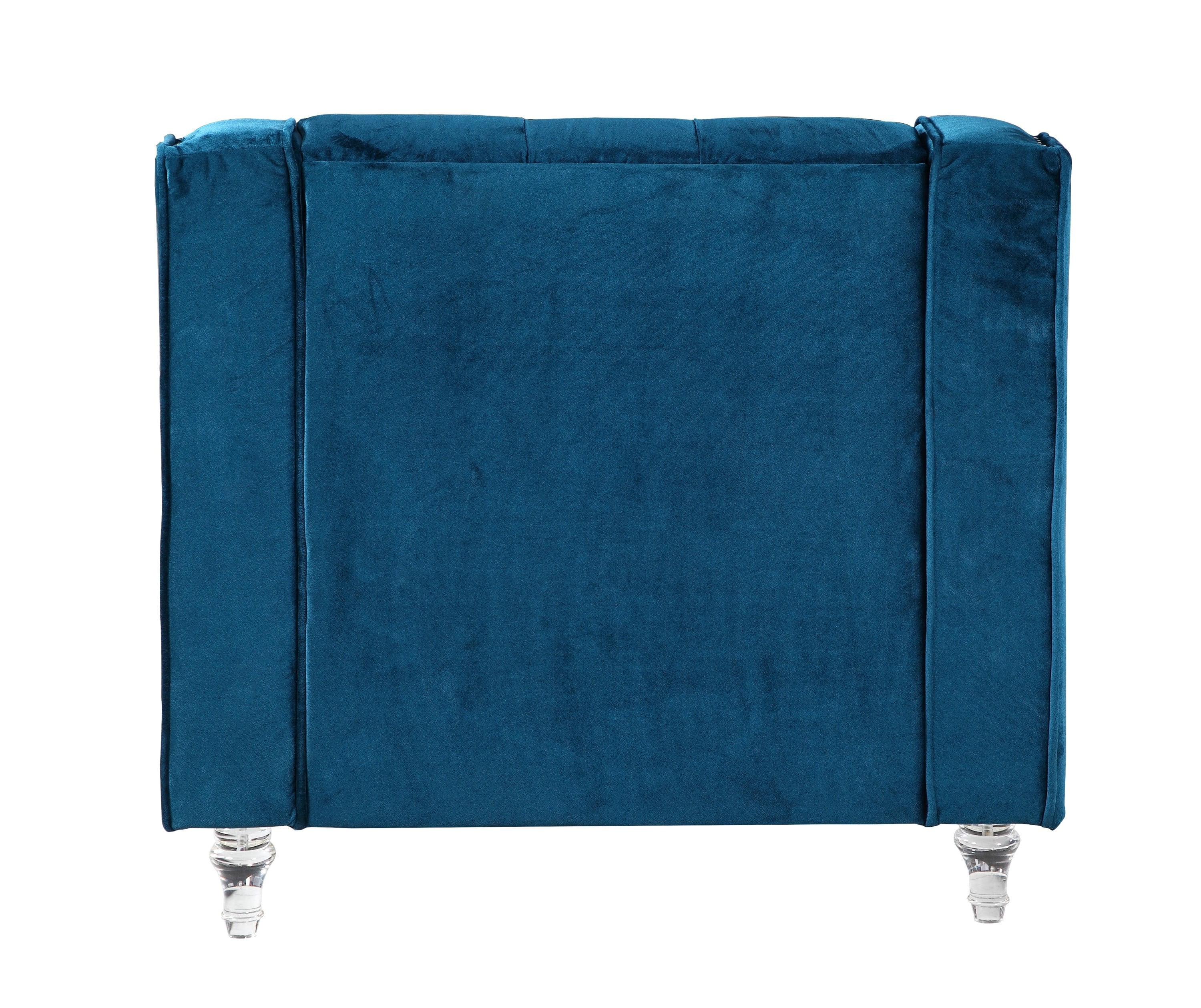 Chic Home Berry Velvet Modern Contemporary Button Tufted with Gold Nailhead Trim Round Acrylic Feet Club Chair, Navy Blue