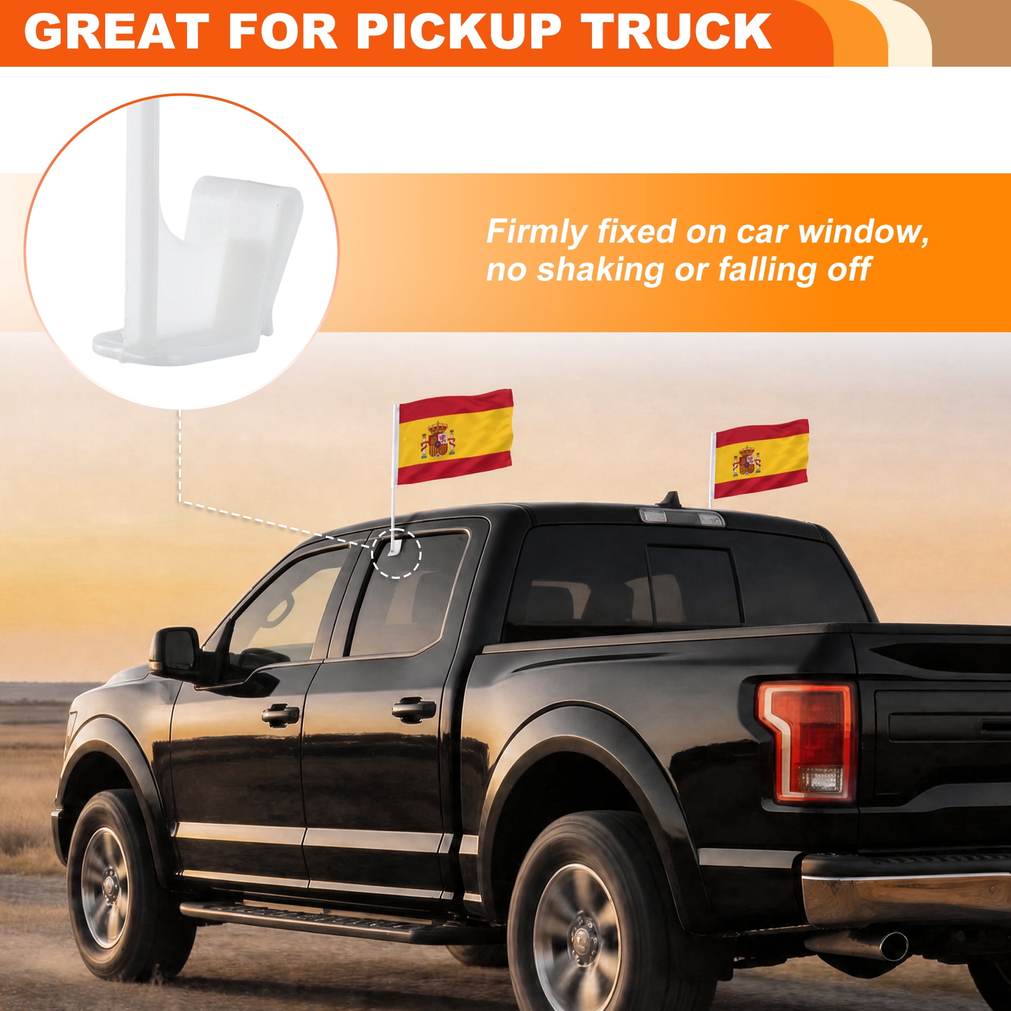 Unique Bargains 2Pcs Heavy Duty 2-Ply Polyester Spanish Flags with 17.5" Pole