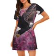 thumbnail image 1 of Fotbe Flower Bald Eagle Bata de Dormir para Mujer con Estampado, Camisón de Algodón de Manga Corta, Ropa de Dormir Casual, 1 of 6