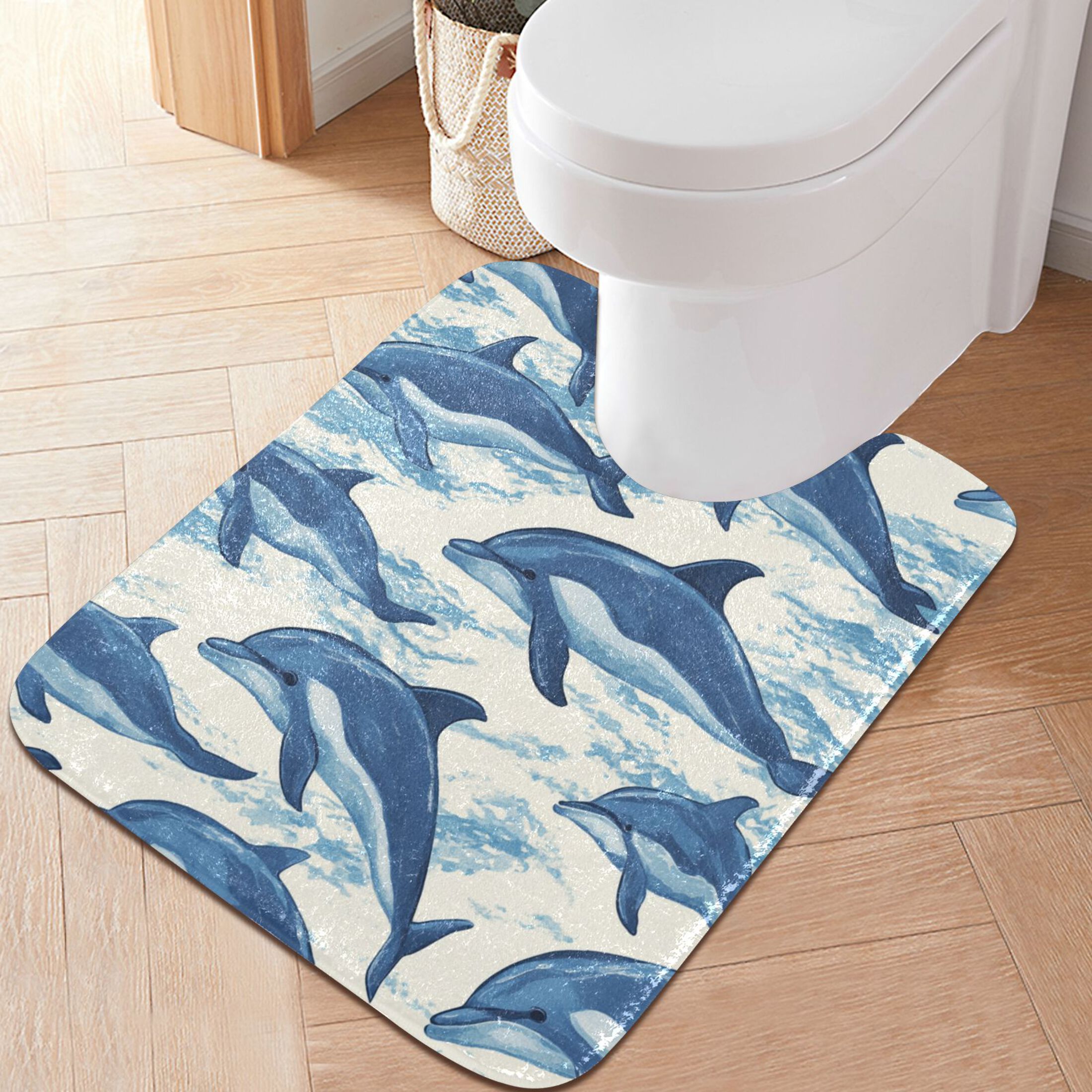 RMDQTR 2PCs Bathroom Rugs Set Plush Toilet Base Mat 16" × 24" Bath Mat and 20" × 24" U Shape Soft Rugs Non Slip Absorbent
