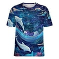 thumbnail image 5 of Dolphins Dreamy Night Women's Short Sleeve Tops Casual Blouses T Shirt, 5 of 7