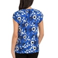 thumbnail image 2 of Hilary Radley Women's Short Sleeve Blouse, Cobalt Ivory Floral, Medium - NEW, 2 of 2