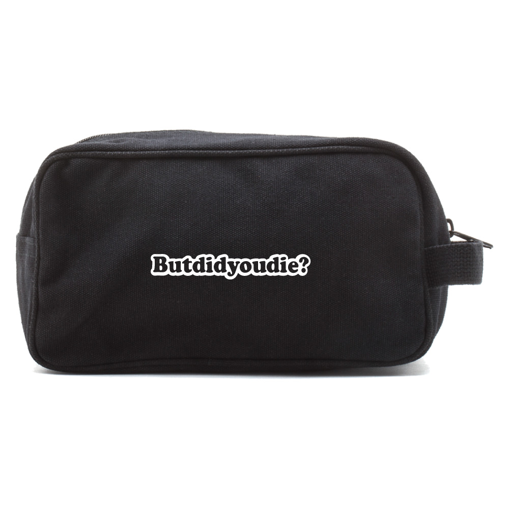 But Did You Die Canvas Shower Shave Kit Travel Toiletry Bag Case, Black