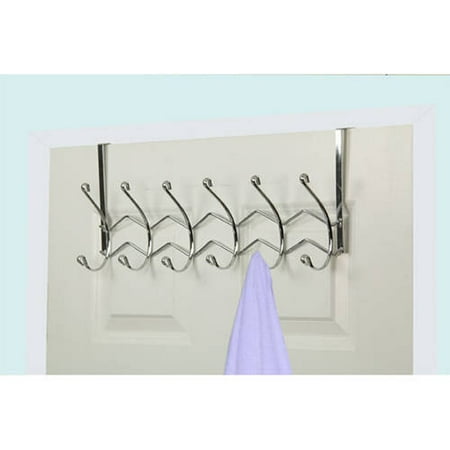 Chrome Plated Bronze Door Hook - Over-The-Door Hanger 6-Hook, Chrome