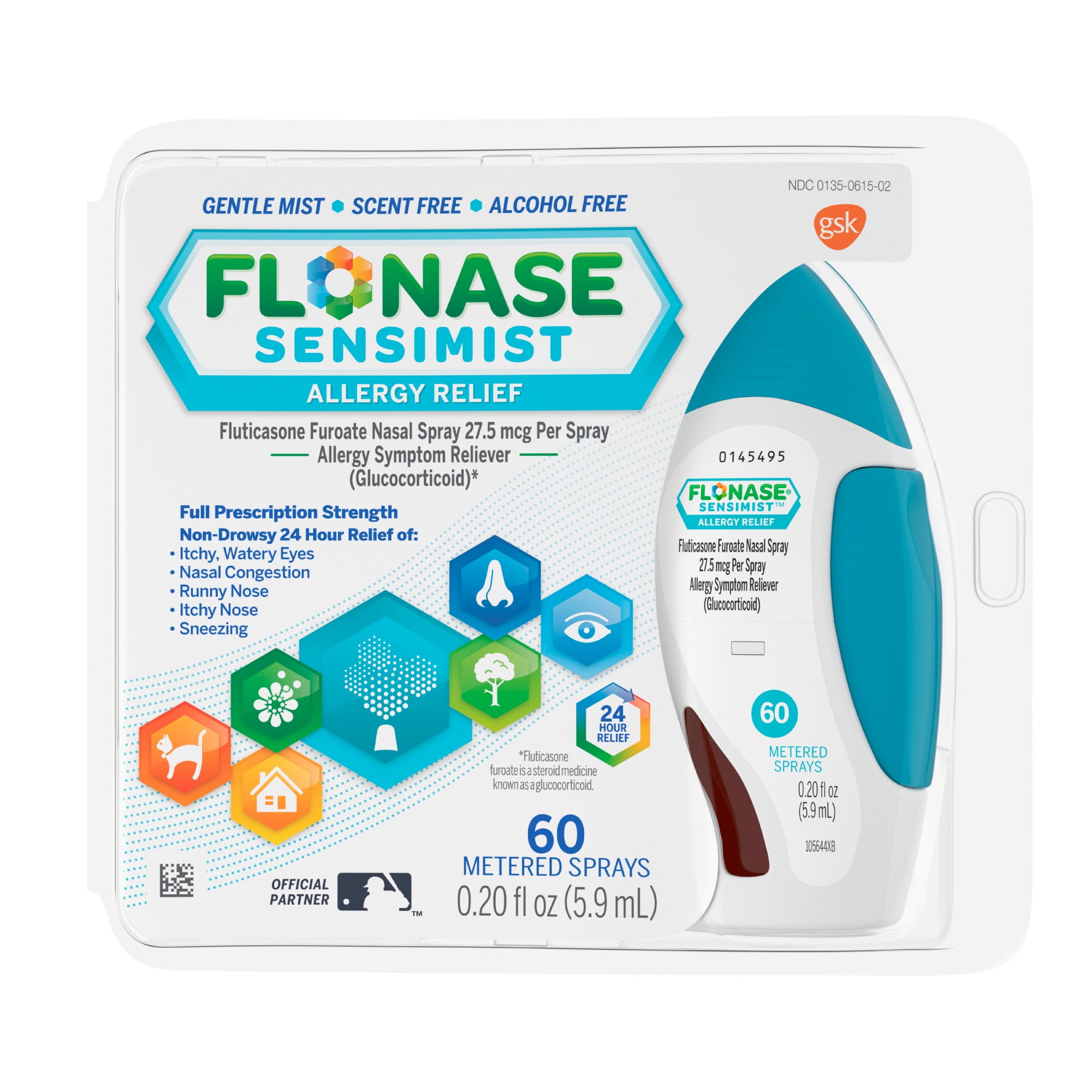 Flonase Sensimist Non Drowsy Allergy Relief Spray, Gentle Mist, 60