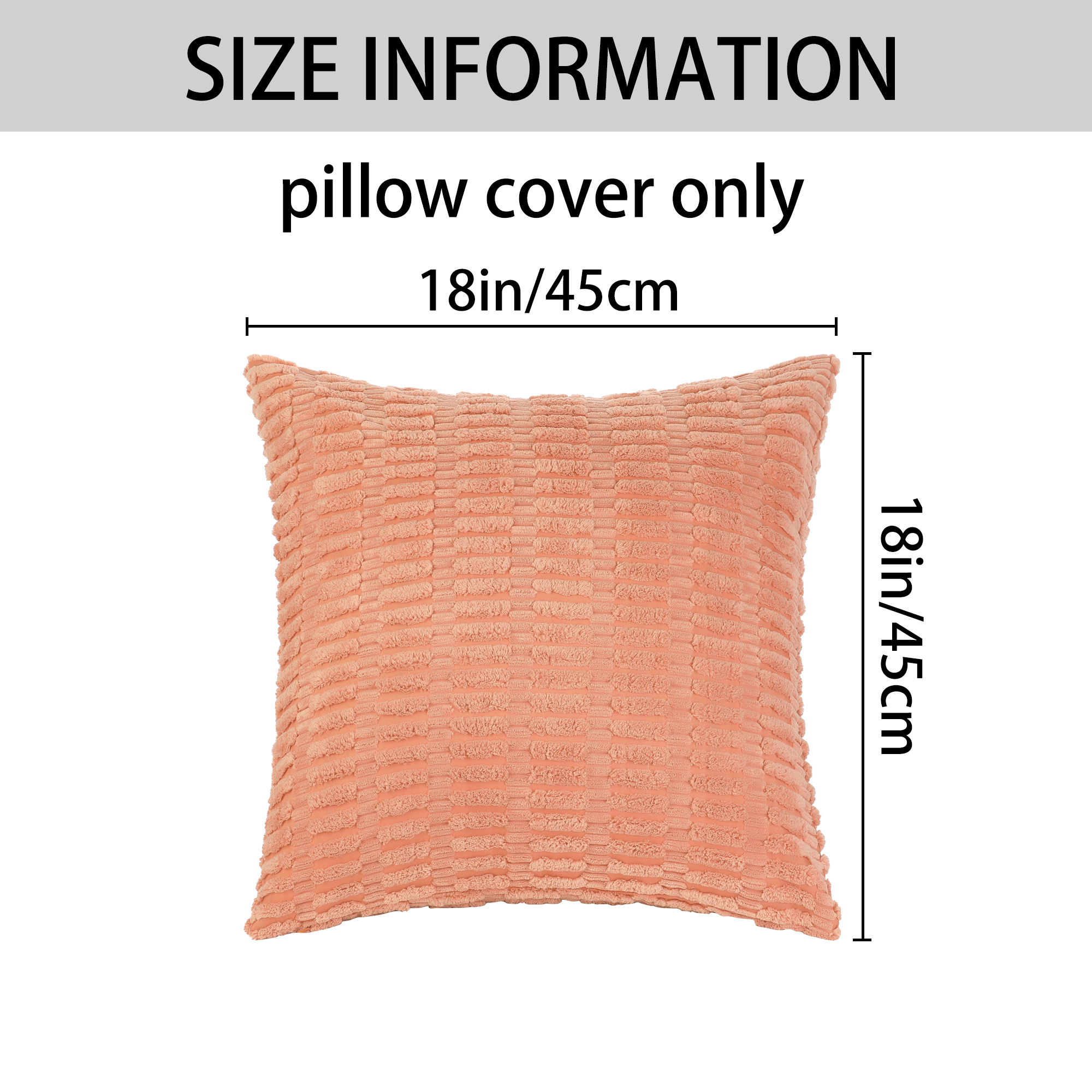 Unique Bargains Corduroy Soft Square Cushion Covers Modern Throw Pillow Covers (2 Count) Light Orange 18"x18"