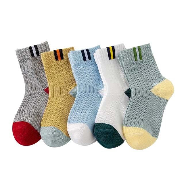 Toddler Girls Color Block Breathable Non-slip Unisex Baby Combed Cotton Socks