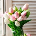 thumbnail image 3 of Flores artificiales KAIYANG 30 piezas tulipanes rosados decoración del hogar, 3 of 5