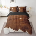thumbnail image 3 of Manfei Farm Cow Spot Queen Bedding 7pcs,Rustic Farm Animal Bedding Comforter Set Queen,Brown Off White, 3 of 6
