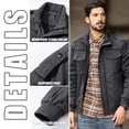 thumbnail image 4 of YUCOLEN Men's Winter Thick Fleece Lined Warm Jacket Casual Trucker Work Coat with Multi Pockets Zip Dark Gray S, 4 of 6
