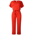 thumbnail image 5 of Leesechin Pants for Women Short Sleeve Playsuit Clubwear Straight Leg Jumpsuit with Belt, 5 of 9