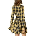 thumbnail image 3 of MODA NOVA Junior's Christmas Party Plaids Long Sleeves Belted Mini A Line Shirt Dress, 3 of 5
