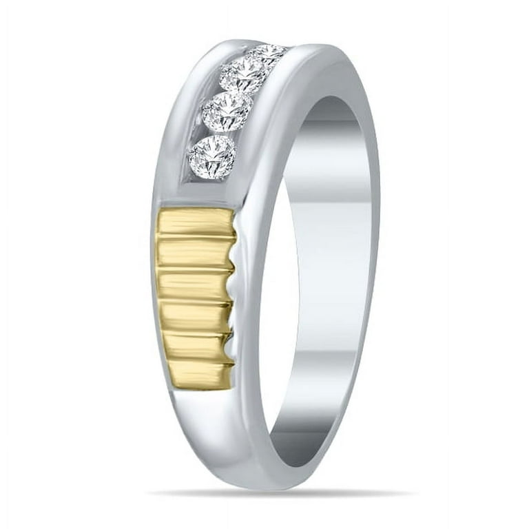 SZUL 1/2 Carat TW Men's Diamond Channel Ring in 10K Two Tone SZUL 1/2 Carat TW Men's Diamond Channel Ring in 10K Two Tone