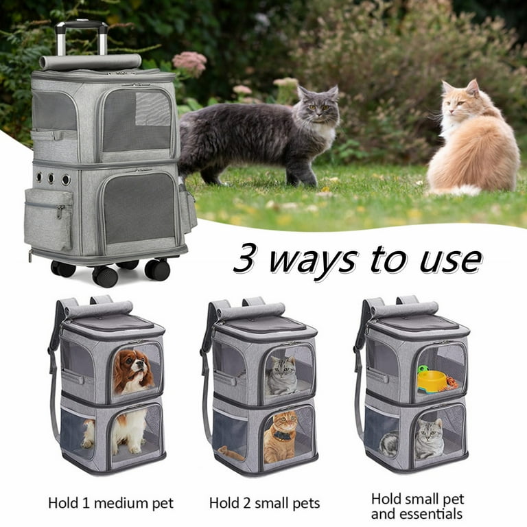 Double Layer Cat Carrier Backpack Removable Cat Carrier for 2