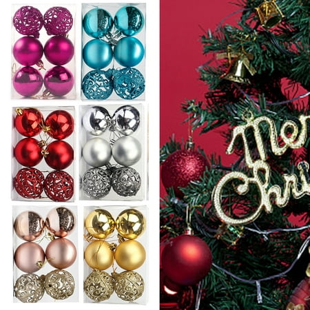 

6Pcs Christmas Balls Festive Delightful Exquisite Glittery Xmas Tree Hollow-out Balls Decor for Christmas Gold PlasticUs