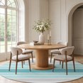 Round Rug 8ft, Turquoise Aqua Stripes Low Pile Washable Rugs for ...
