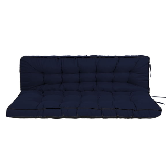 55 Inch Outdoor Swing Cushion with 4 Inch Thick Padding, Waterproof with Backrest and Ties for Patio Porch Garden Furniture