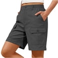 thumbnail image 4 of Zylanna Women's Cargo Shorts with Multi-Pockets, Casual Breathable Stretchy Elastic Waist Twill Bermuda Shorts for Outdoor Gray, 4 of 6